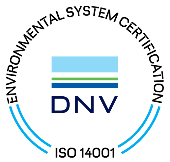 Environmental system certification, ISO 14001, certified by DNV